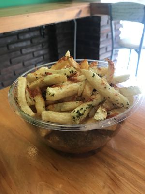 Veggie Bomba - Fries on top of falafels at Veggie Medio Oriente - Suipacha in Buenos Aires