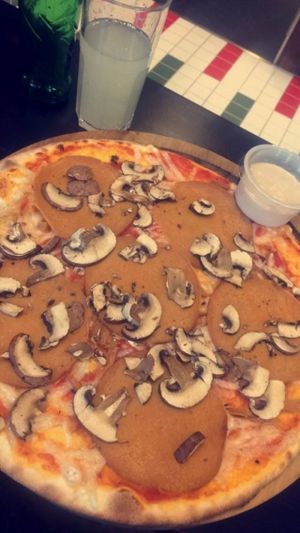 Vegan pizza with 'ham'.  at La Pizza in Halmstad