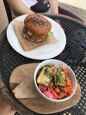 Burger and bowl at Alchemia od Kuchni in Krakow