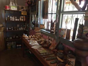 Natural cosmetics, cream, soap. Art. Biodegradable products at Bio Mercado in Puerto Viejo De Talamanca