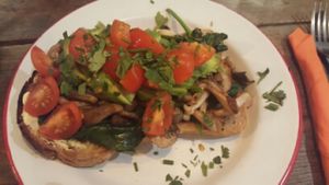 Wild mushrooms vegan-style at The Caffeine Drip in Edinburgh