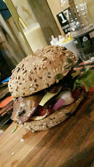 vegan burger at The Caffeine Drip in Edinburgh