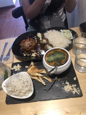 Dhal & rice and Seitan medallions & rice   at Estudio Vegetariano in Lagos