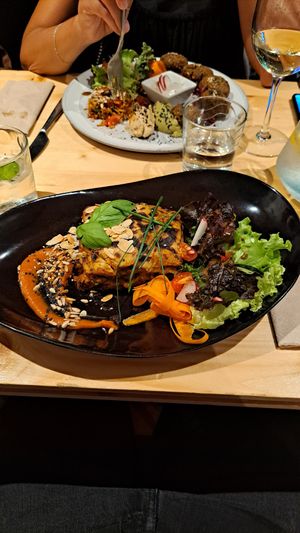 Vegan lasagna and Falafels (the second dish) at Estudio Vegetariano in Lagos