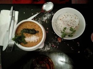 lentils' dahl and rice at Estudio Vegetariano in Lagos
