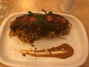 Vegan bolognese  at Estudio Vegetariano in Lagos