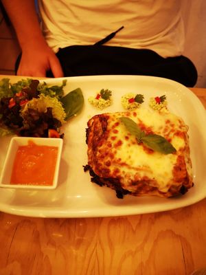 Veggie lasagne at Estudio Vegetariano in Lagos