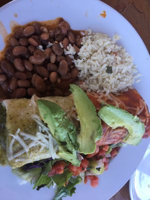 Plant-based fajita burrito, enchilada style! at El Charro in Tucson