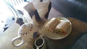 falafel wrap and ginseng tea  at Coconut Monkey in Koh Tao