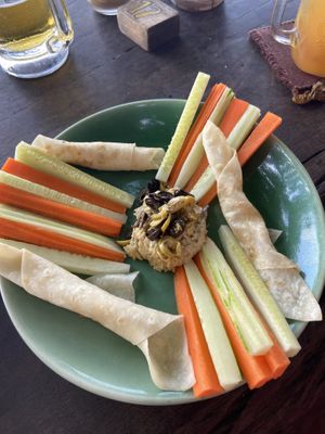 Veggies with hummus  at Coconut Monkey in Koh Tao