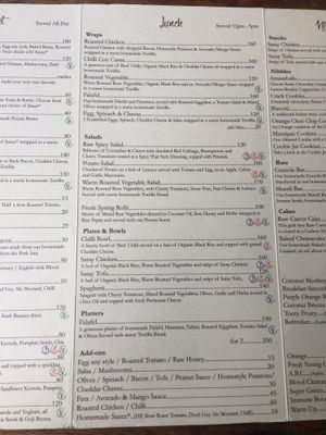 menu at Coconut Monkey in Koh Tao