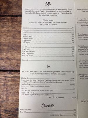 menu at Coconut Monkey in Koh Tao
