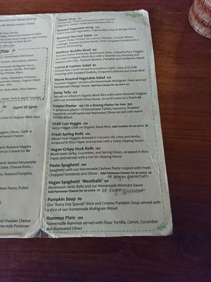 Menu at Coconut Monkey in Koh Tao