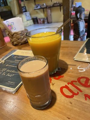 Massive juices   at The Vegan Temple by Prasada in Cusco