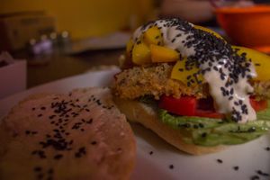 vegan sandwich delicious at The Vegan Temple by Prasada in Cusco