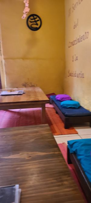 Seating at The Vegan Temple by Prasada in Cusco