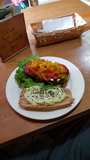 Burger at The Vegan Temple by Prasada in Cusco