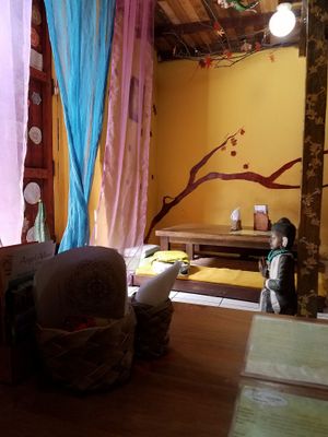 Seating is on the floor. at The Vegan Temple by Prasada in Cusco