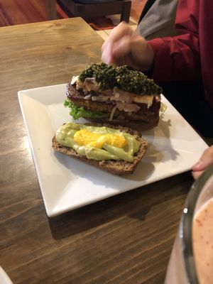 One of the burgers at The Vegan Temple by Prasada in Cusco