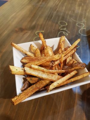 Delicious fries at The Vegan Temple by Prasada in Cusco