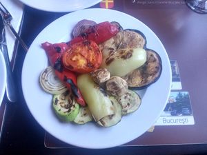 Grilled vegetables at Taverna Sarbului in Sinaia
