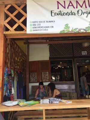 The owners were happy to display PETA literature we brought with us. at Namu Tienda Gourmet and Organica in Puerto Viejo De Talamanca