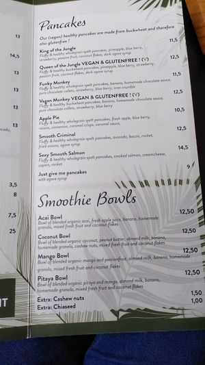 Menu pancake at SAP Bagel & Juice Bar - Stationsstraat in Maastricht