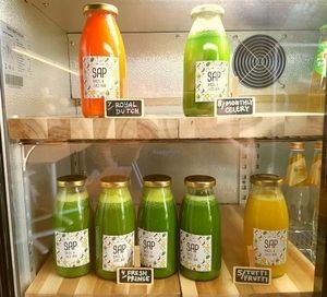 juice fridge at SAP Bagel & Juice Bar - Stationsstraat in Maastricht