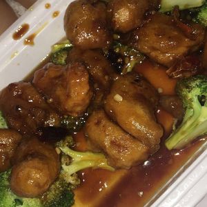 Orange 'chicken' at Veggie Express in Frisco