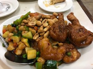 Kung Pao Shrimp and Fish. Crispy fried, both shrimp and fish had great texture and taste. at Veggie Express in Frisco