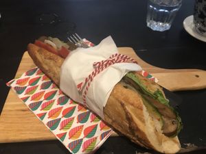 Vegan baguette @ Novelty Café, Luang Prabang at Novelty Cafe in Luang Prabang