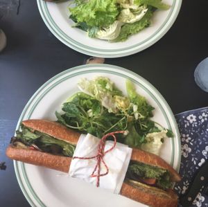 vegan baguette! at Novelty Cafe in Luang Prabang