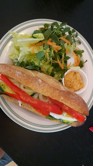 The vegan baguette  at Novelty Cafe in Luang Prabang
