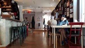 Inside seating at Novelty Cafe in Luang Prabang