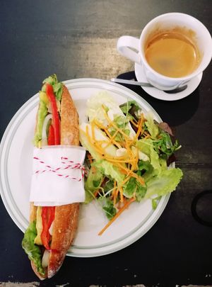 Vegan Baguette and American at Novelty Cafe in Luang Prabang