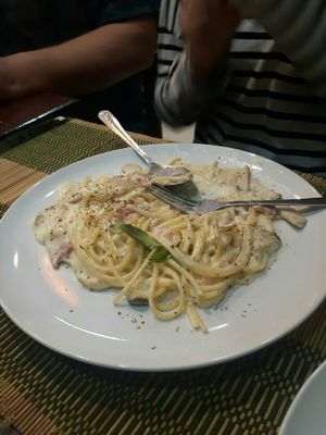 Carbonara for the youngest family member at Sai Than Boon in Phuket