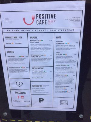 Menu at Positive Deli - Rue de Satory in Versailles