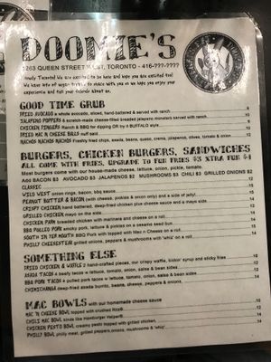 menu! at Bar Vegandale in Toronto