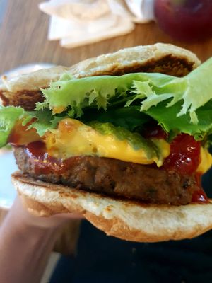 Classic burger at Bar Vegandale in Toronto