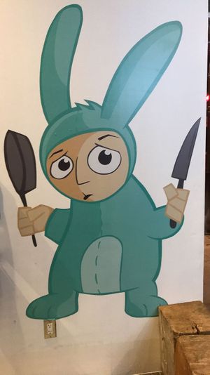 doomie’s mascot at Bar Vegandale in Toronto