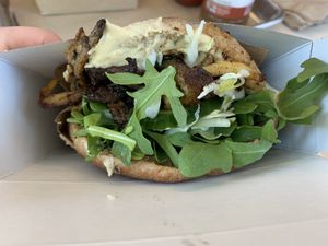 Mushroom shawarma pita at Shouk in Washington