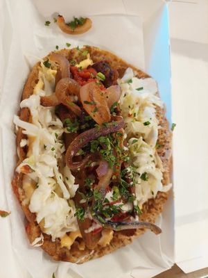 Sausage sandwich   at Shouk in Washington