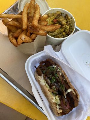 Shouk sausage, seasoned fries, cauliflower side  at Shouk in Washington