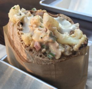 Cauliflower pita with sauce at Shouk in Washington