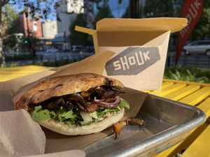 Shoarma as it comes, without extra toppings.  at Shouk in Washington