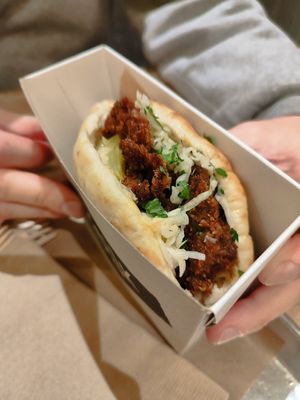 Pita with mushroom filling at Shouk in Washington