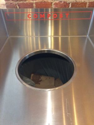 Compostable bin system at Shouk in Washington