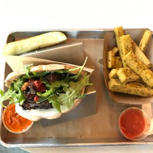 burger and fries! at Shouk in Washington