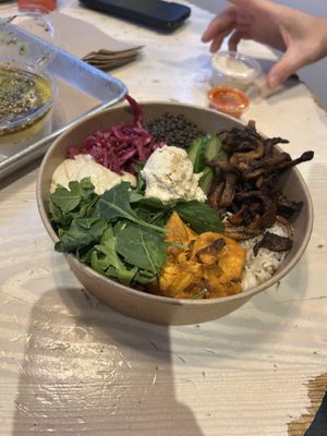 Mushroom shawarma bowl  at Shouk in Washington