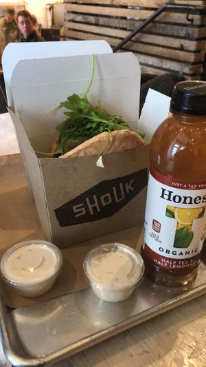 Mushroom schwarma on pita bread  at Shouk in Washington